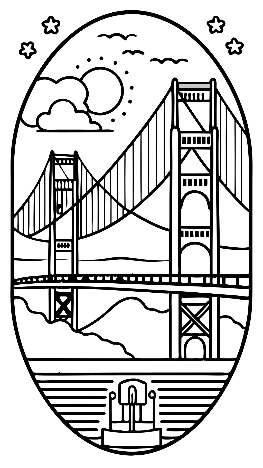 Página para colorear del puente Golden Gate